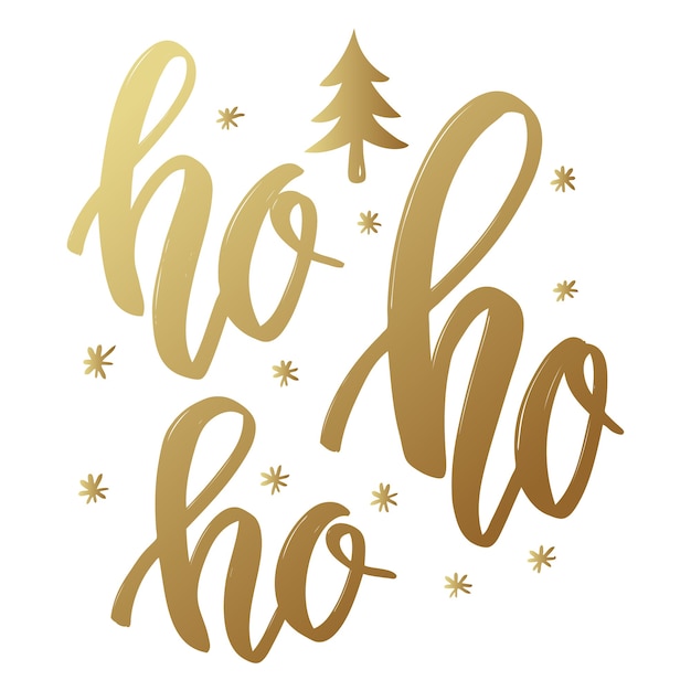 Premium Vector Ho Ho Ho Lettering Phrase In Golden Style On White Background