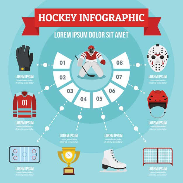 Hockey Infographic Concept, Flat Style | Premium Vector