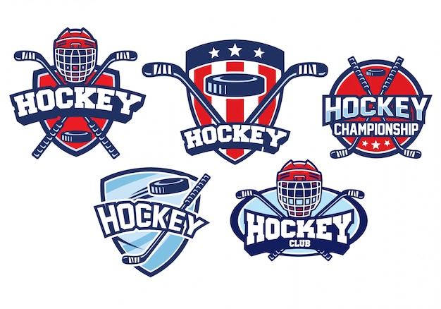 Download Hockey logo design set Vector | Premium Download