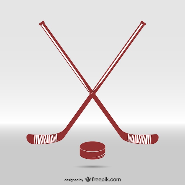 Hockey sticks and puck