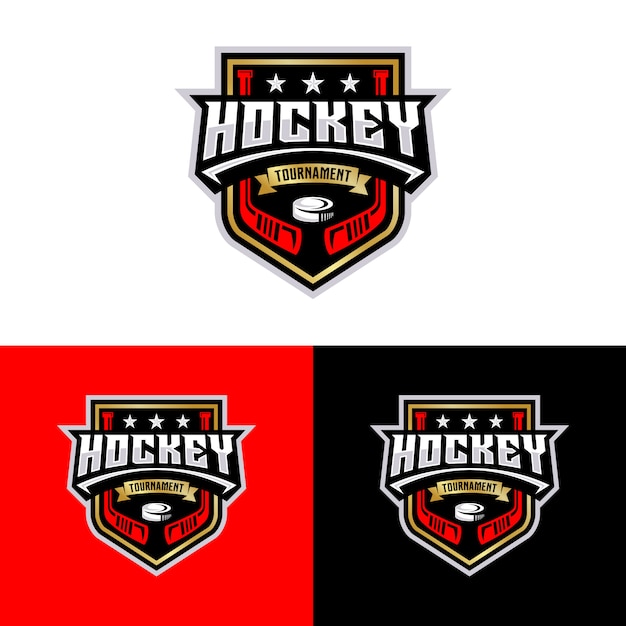 Hockey tournament sport logo template. | Premium Vector