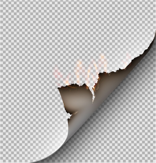 Premium Vector Hole Torn In Ripped Paper With Burnt And Flame On Transparent Background