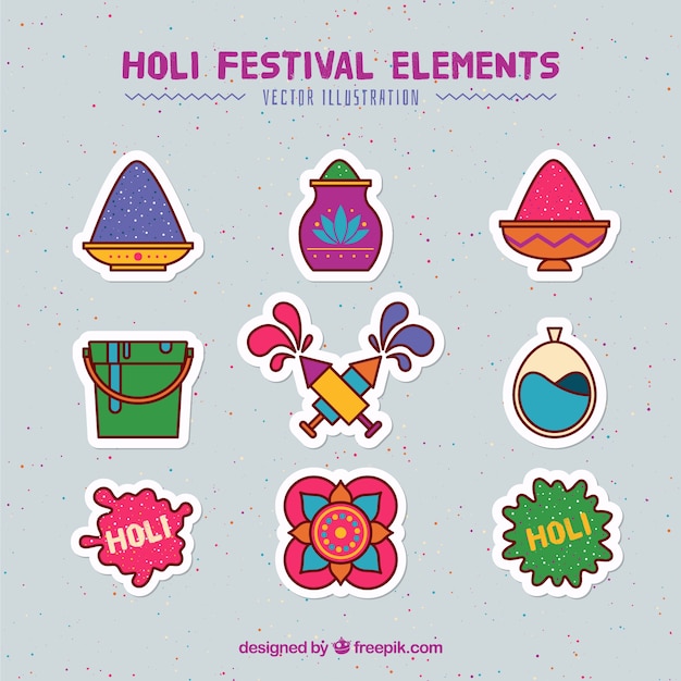 Free Vector | Holi festival element collection