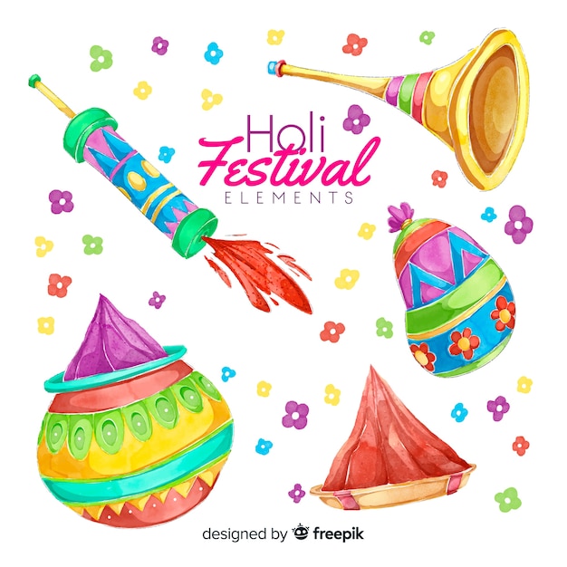 Free Vector | Holi festival element collection