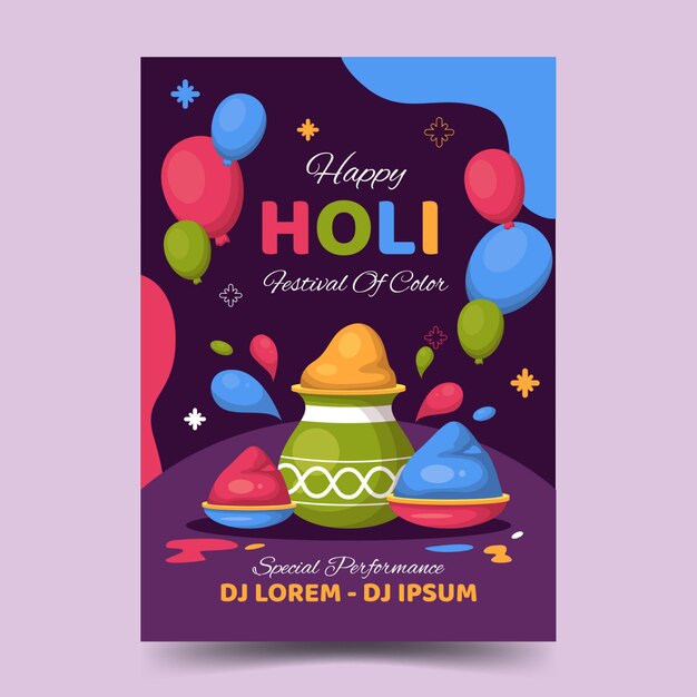 Free Vector | Holi festival vertical poster template