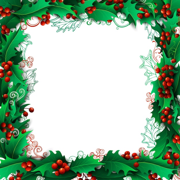 Premium Vector | Holly berries christmas background