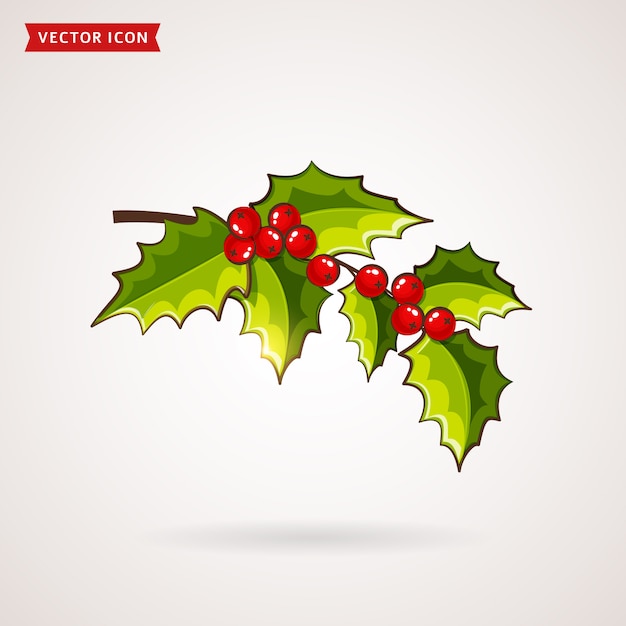 Download Holly icon. christmas symbol. Vector | Premium Download