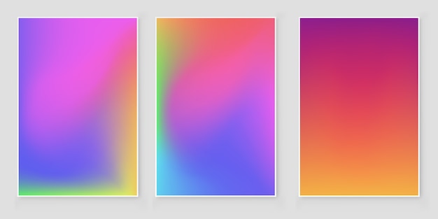 ホログラムぼやけた背景設定ぼやけた抽象的な虹色のホログラム箔の背景 プレミアムベクター