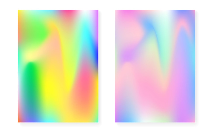 Premium Vector | Holographic cover set with hologram gradient ...