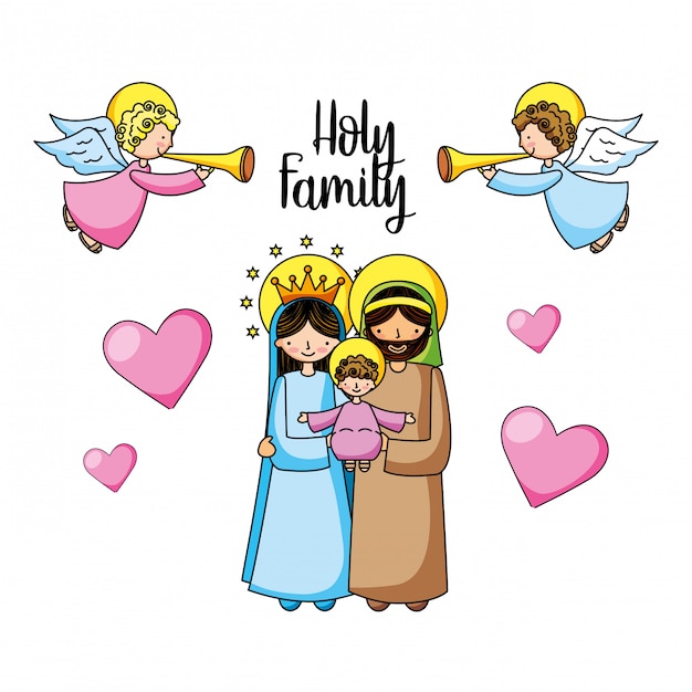 プレミアムベクター 聖家族キリスト教の漫画