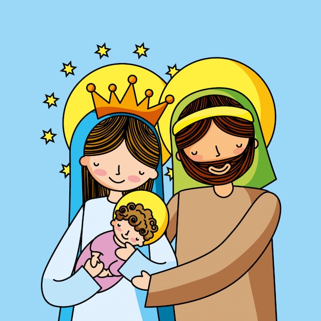 Download Holy family christian cartoons | Premium Vector