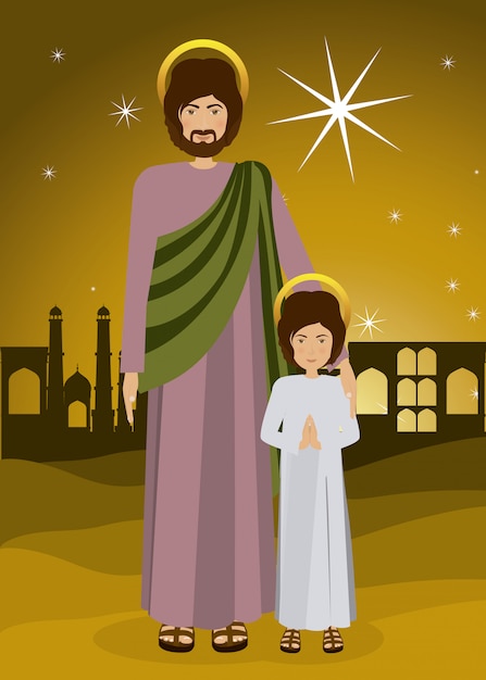 Download Holy family illustration Vector | Premium Download