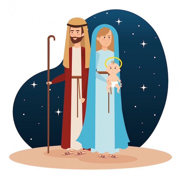 Download Holy family manger characters | Premium Vector