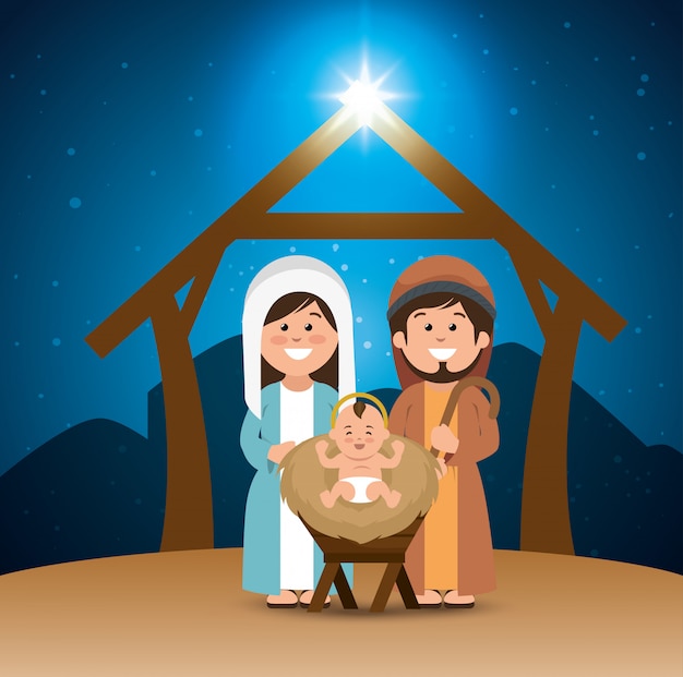 Download Holy family merry christmas manger Vector | Free Download
