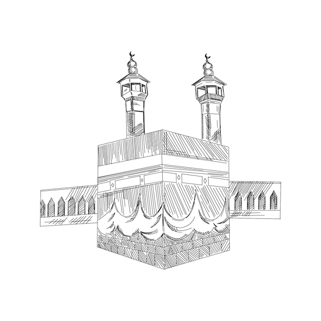 Premium Vector Holy kaaba in mecca saudi arabia with muslim people