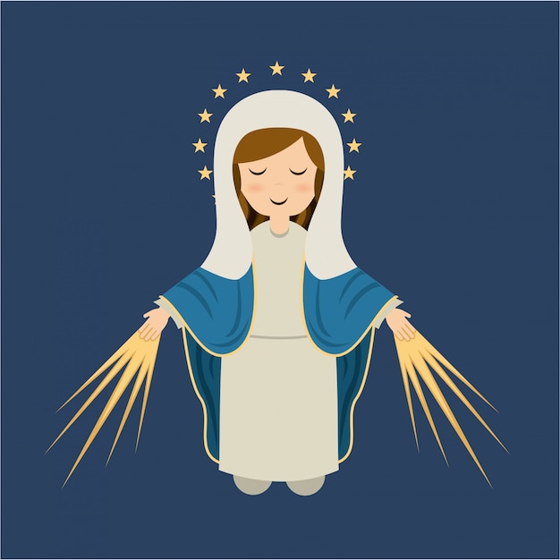 プレミアムベクター 青い背景のベクトルイラスト以上の聖マリアのデザイン