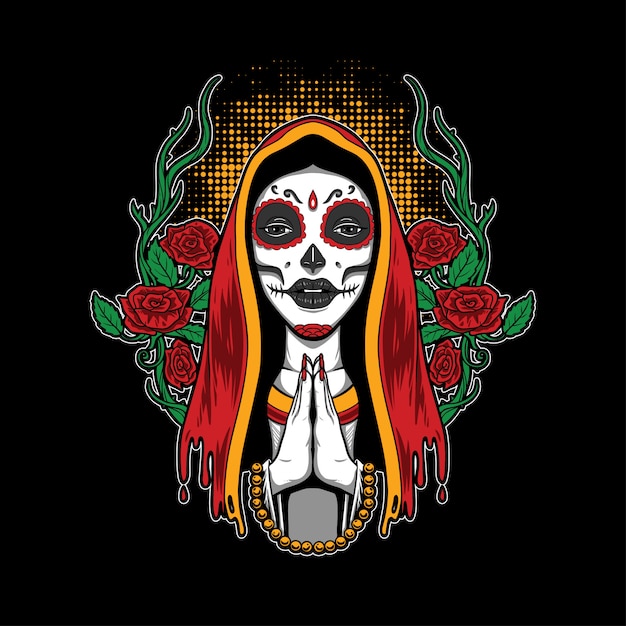 Premium Vector | Holy muerte girl