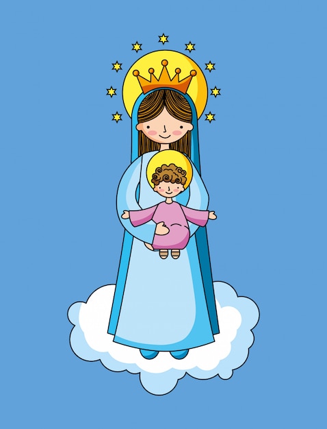 Premium Vector | Holy virgin mary cartoon