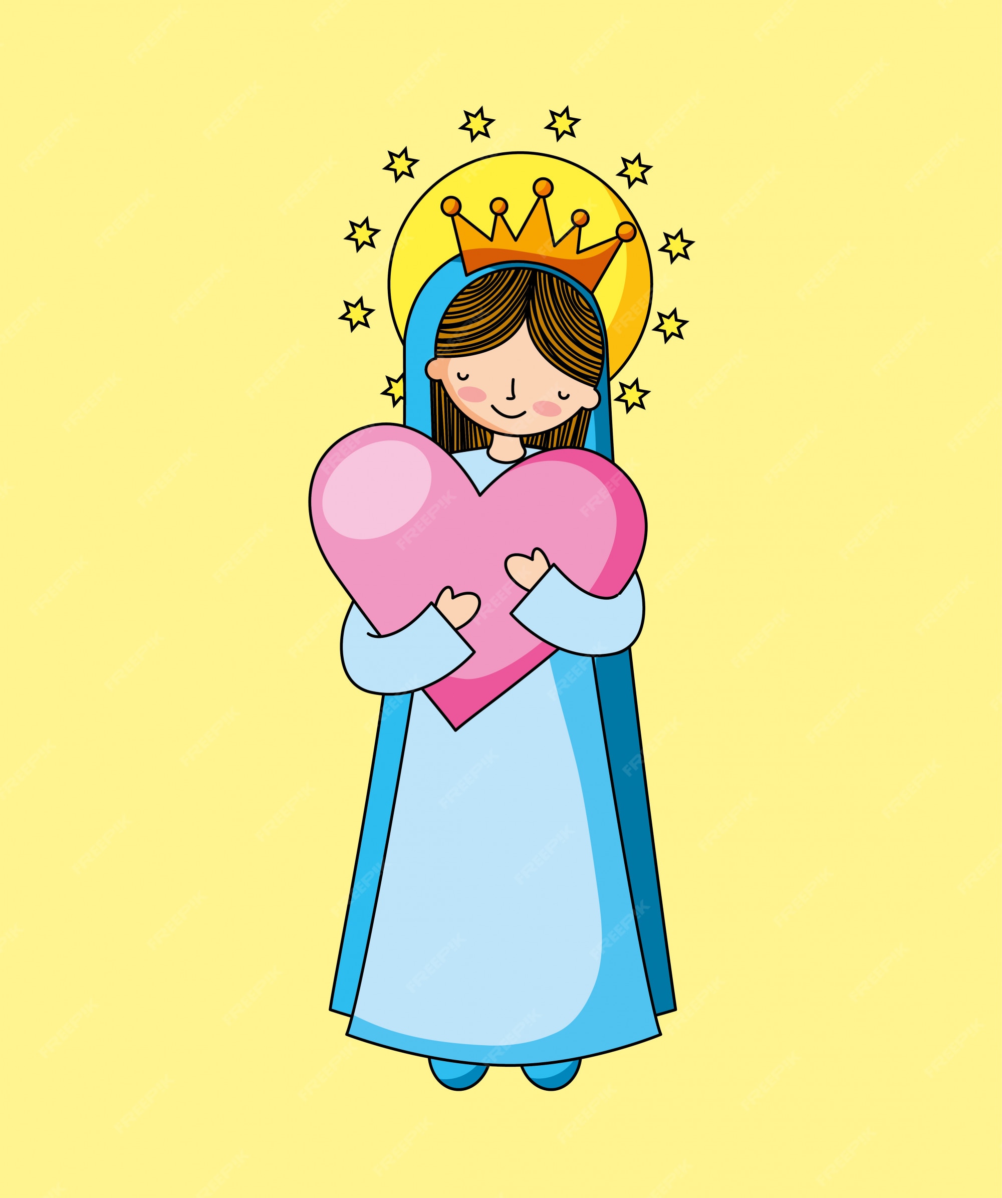 Premium Vector | Holy virgin mary cartoon