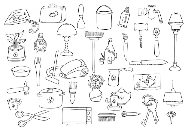 Premium Vector | Home appliances hand drawing set. various ...
