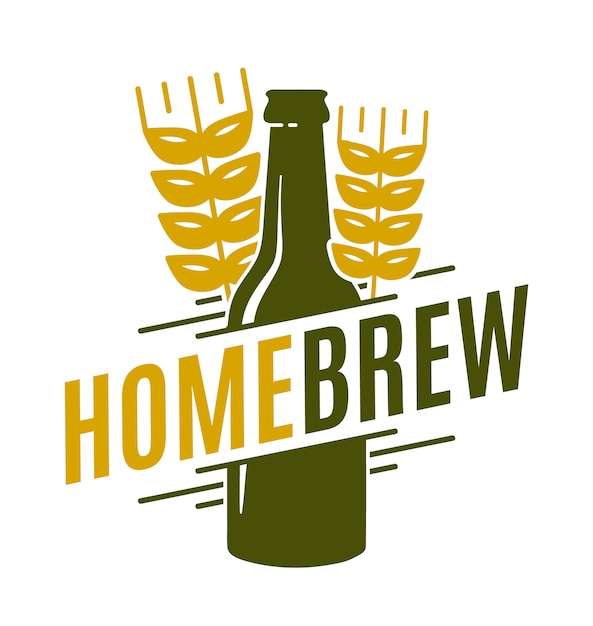 Download Home brew illustration with bottle and wheat Vector ...