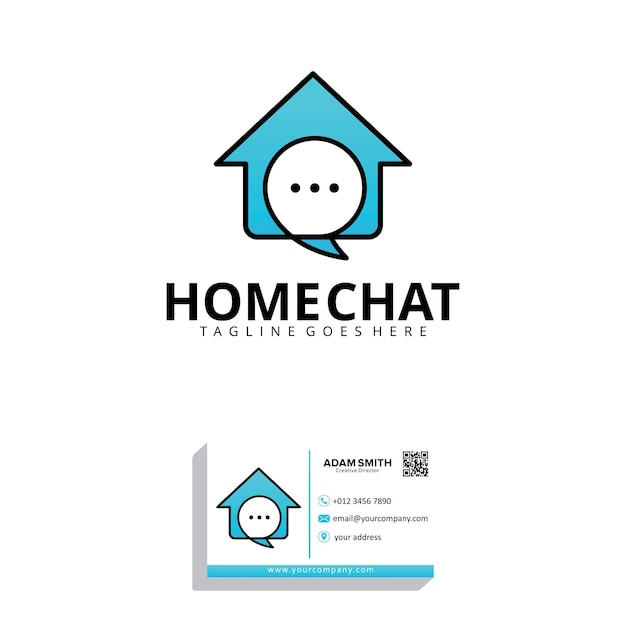 Premium Vector | Home chat logo design template