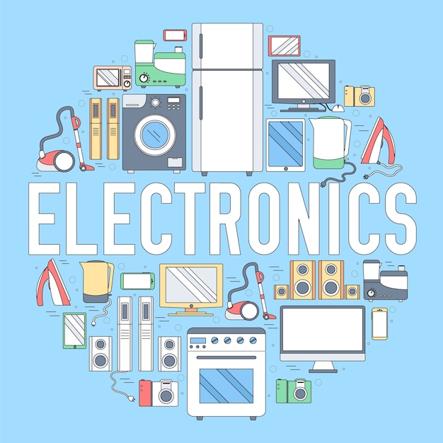 Premium Vector | Home electronics appliances circle infographics ...