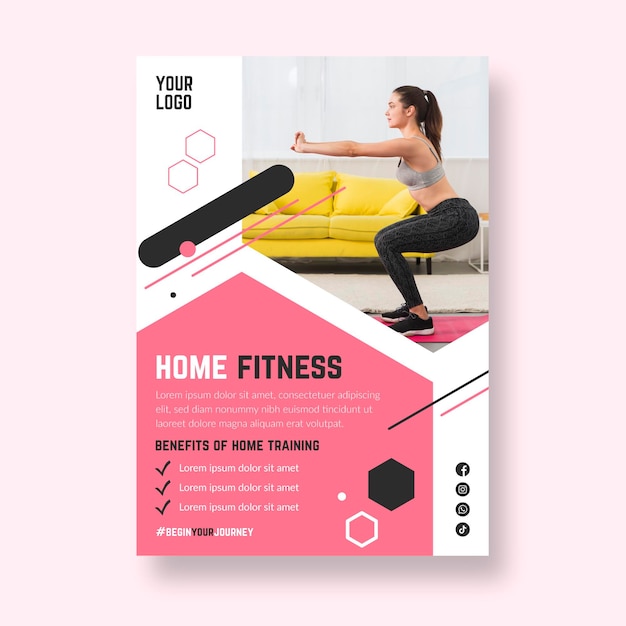 Download Home fitness poster template | Free Vector
