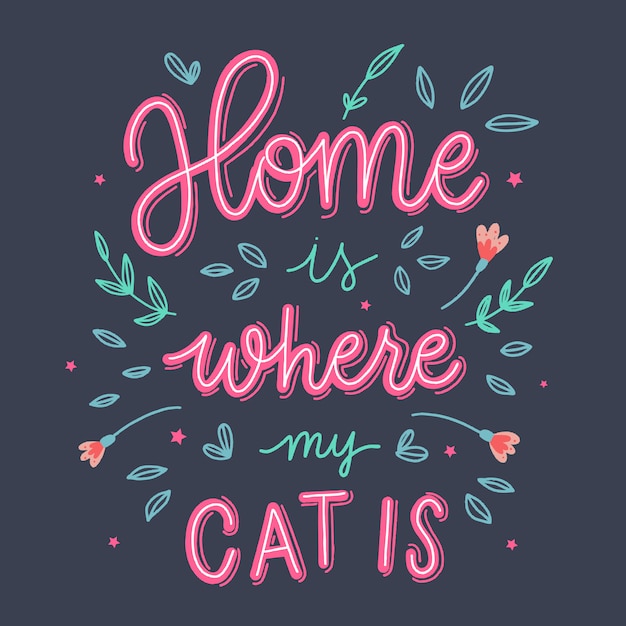 Home is where my cat is | Premium Vector