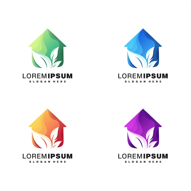 Download Free Home And Leaf Colorful Logo Design Set Premium Vector Use our free logo maker to create a logo and build your brand. Put your logo on business cards, promotional products, or your website for brand visibility.