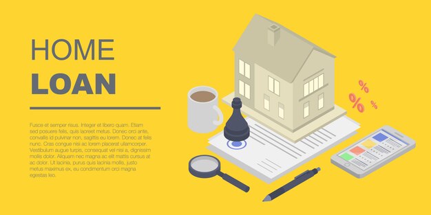 Premium Vector | Home loan concept banner, isometric style