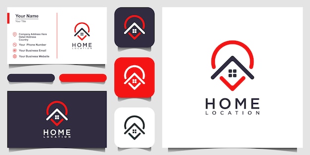 Home location logo templates and business card design Premium Vector