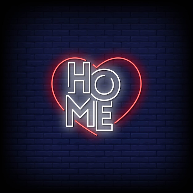 Premium Vector | Home neon signs style text