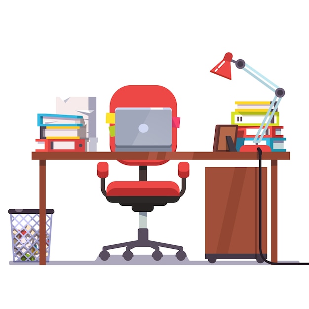 Download Home or office desk with laptop computer Vector | Free ...