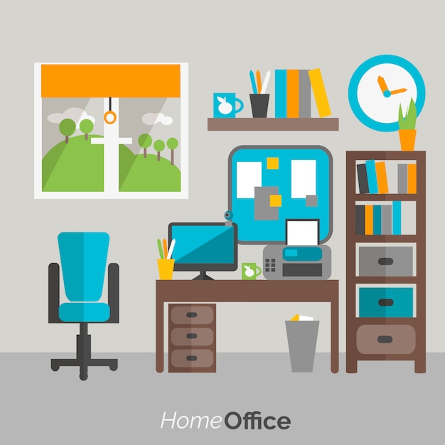Download Home office furniture icon poster Vector | Free Download