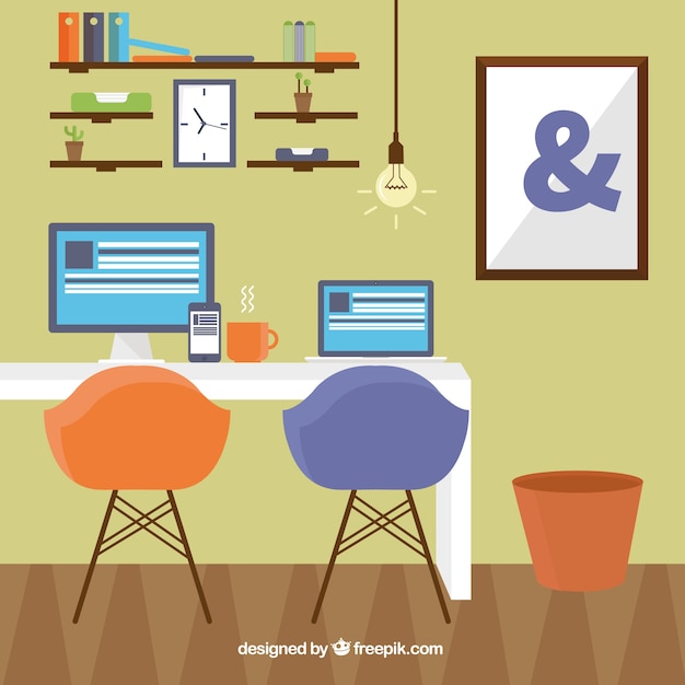 Download Home office in modern style Vector | Free Download