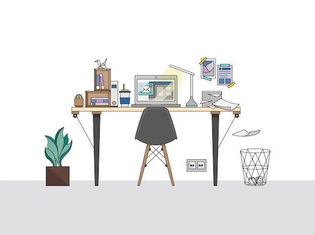 Download Home office workspace illustration Vector | Free Download