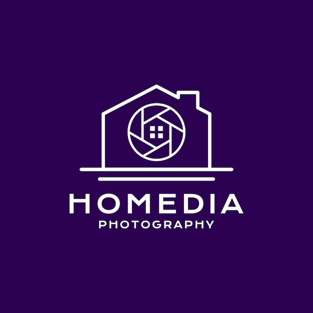Home photography logo line style Premium Vector