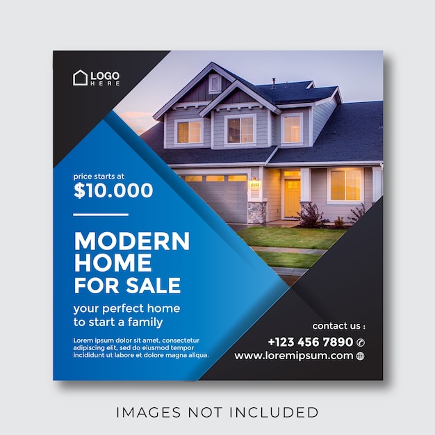 Premium Vector | Home real estate property square banner for social media