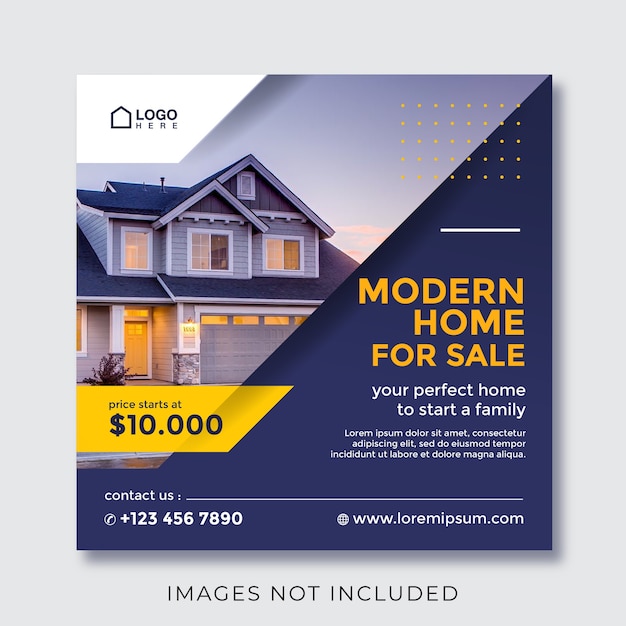 Premium Vector | Home real estate property square banner for social media