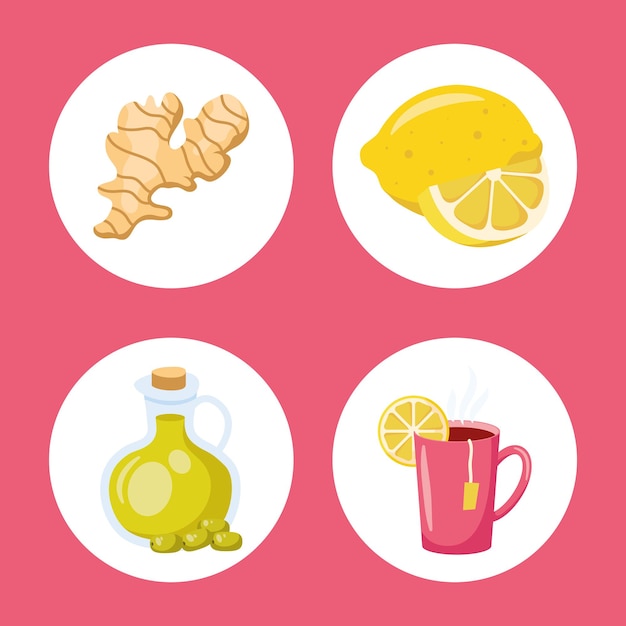 Premium Vector Home Remedies Set Four Icons