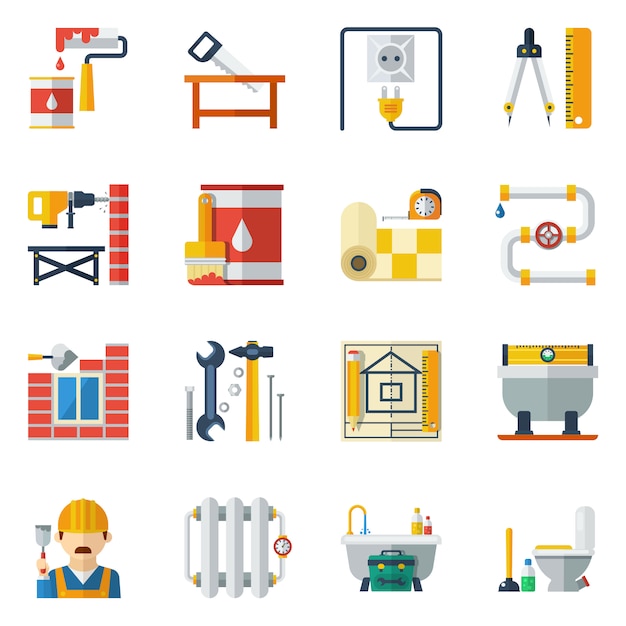 Download Home repair flat icons collection Vector | Free Download