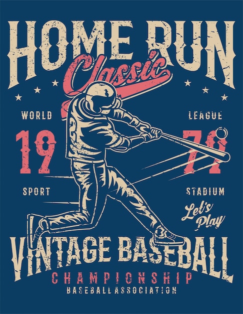 Download Premium Vector | Home run classic illustration in vintage ...