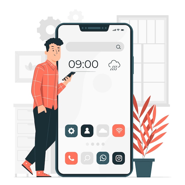 cara menyimpan video dari twitter ke galeri android Home screen concept illustration Free Vector