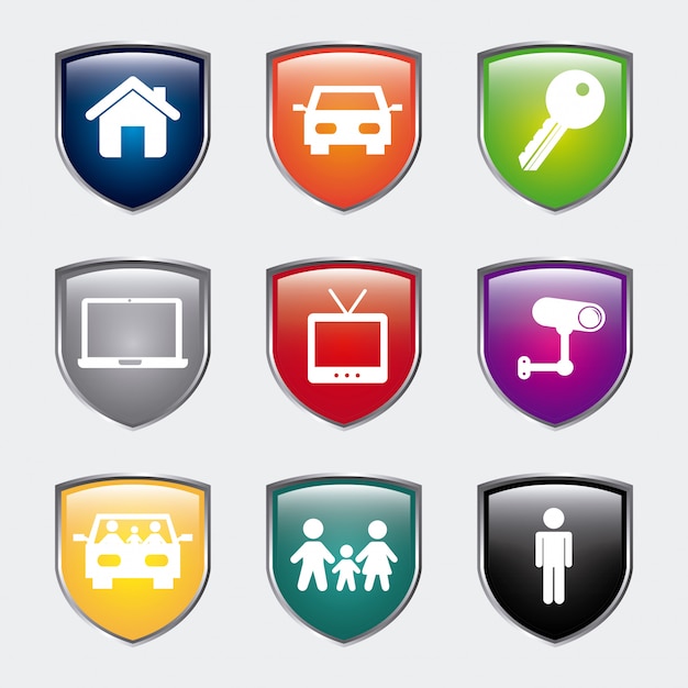 Home shields over gray background vector illustration Premium Vector