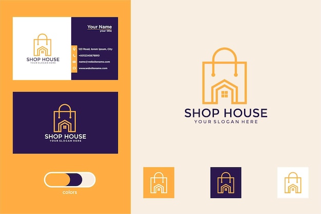 Premium Vector | Home shopping logo design and business card