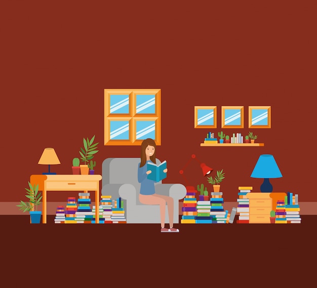 Free Vector | Home study room with books