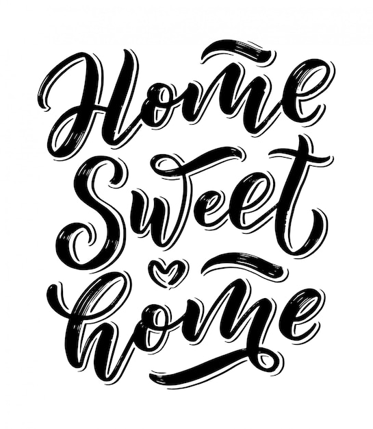 Download Home sweet home card. hand drawn lettering. | Premium Vector
