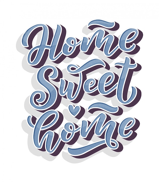 Download Home sweet home card. hand drawn lettering. | Premium Vector