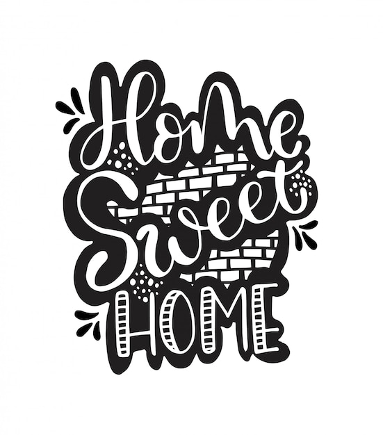 Download Home sweet home hand lettering, illustration | Premium Vector